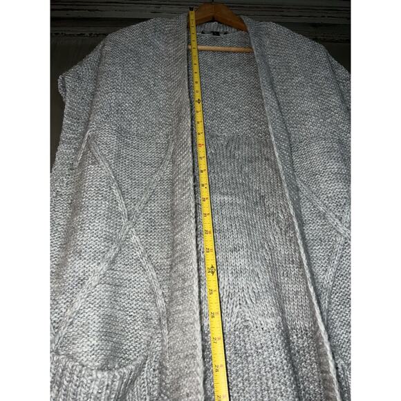 Ann Taylor Alpaca Blend Wool Gray Cardigan Open Front Sweater Women’s L - Picture 3 of 6
